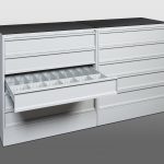5-Drawer Pistol Cabinet Bank with Protective Matting For Top of Cabinet
