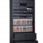 83-Inch High Secure Media Cabinet Open With Storage Components